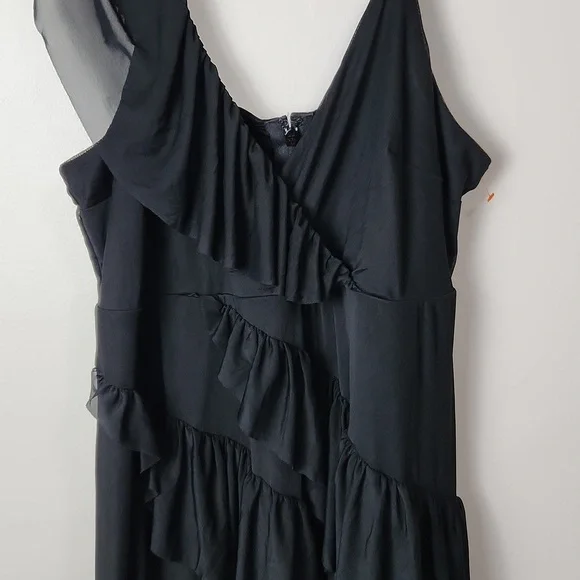 Torrid Midi Mesh Ruffle Black Dress - Picture 5 of 16